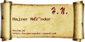 Hajzer Nándor névjegykártya